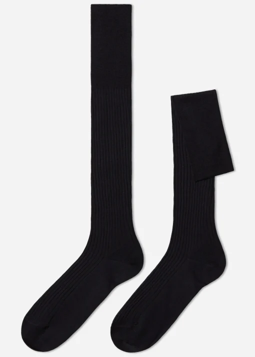 Calcetines Largos De Canalé  De Hombre En Hilo De Escocia