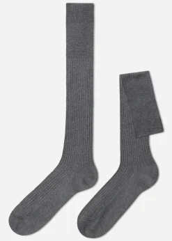 Calcetines Largos De Canalé  De Hombre En Hilo De Escocia