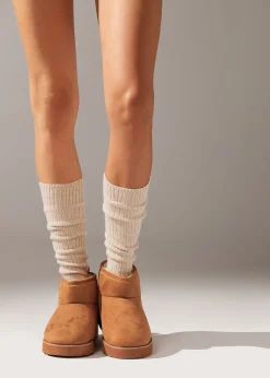 Calcetines Largos De Canalé Con Lana y Cashmere