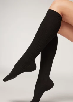 Calcetines Largos De Canalé Con Lana y Cashmere