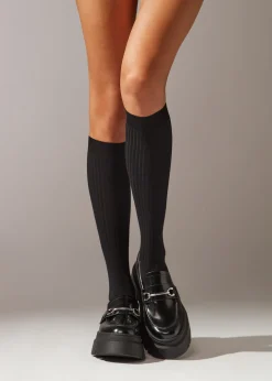 Calcetines Largos De Canalé  Con Cashmere