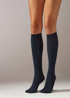 Calcetines Largos De Canalé  Con Cashmere