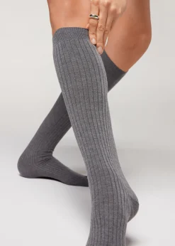 Calcetines Largos De Canalé  Con Cashmere