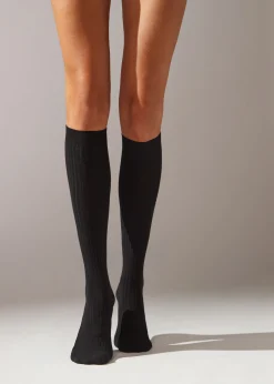 Calcetines Largos De Canalé  Con Cashmere