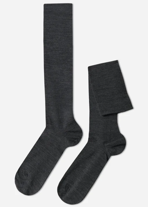 Calcetines Largos de Hombre en Lana y Algodón