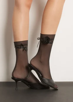 Calcetines Lycra De Tul Con Flor