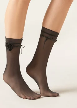 Calcetines Lycra De Tul Con Flor