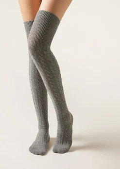 Calcetines Por Encima De La Rodilla Lana Espiga