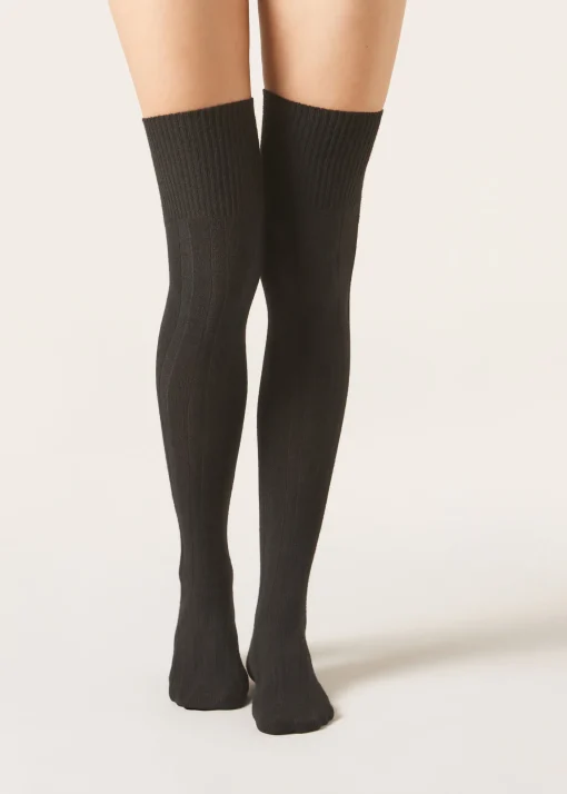 Calcetines Por Encima De La Rodilla Lana Espiga