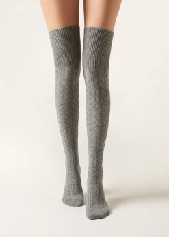 Calcetines Por Encima De La Rodilla Lana Espiga