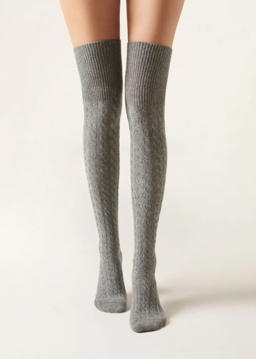 Calcetines Por Encima De La Rodilla Lana Espiga
