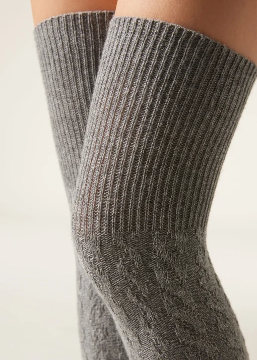 Calcetines Por Encima De La Rodilla Lana Espiga