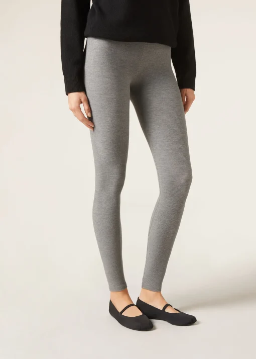 Leggings De Canalé Con Cashmere