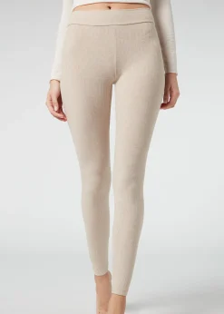 Leggings De Canalé Con Cashmere