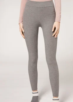 Leggings De Canalé Con Cashmere