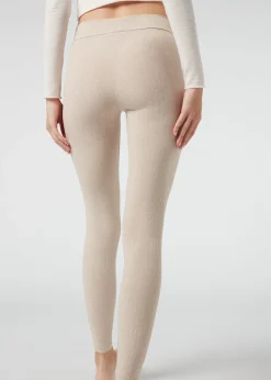 Leggings De Canalé Con Cashmere