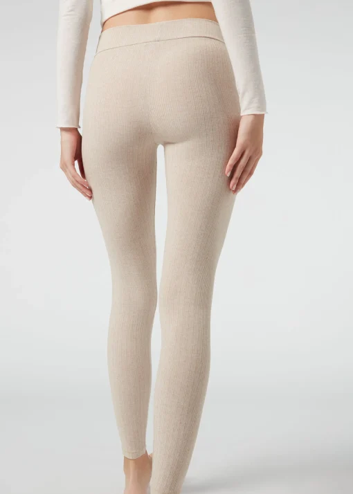 Leggings De Canalé Con Cashmere