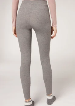 Leggings De Canalé Con Cashmere