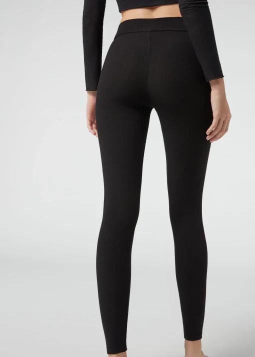 Leggings De Canalé Con Cashmere