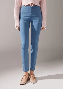 Leggings de Denim Skinny de Cintura Alta