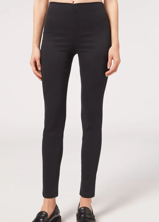 Leggings de Denim Skinny de Cintura Alta