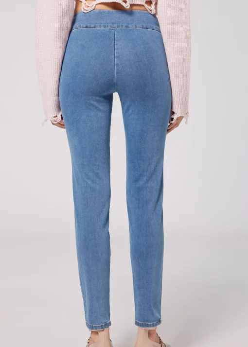 Leggings de Denim Skinny de Cintura Alta