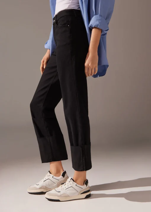 Pantalón Culotte Denim Vuelta Bajo