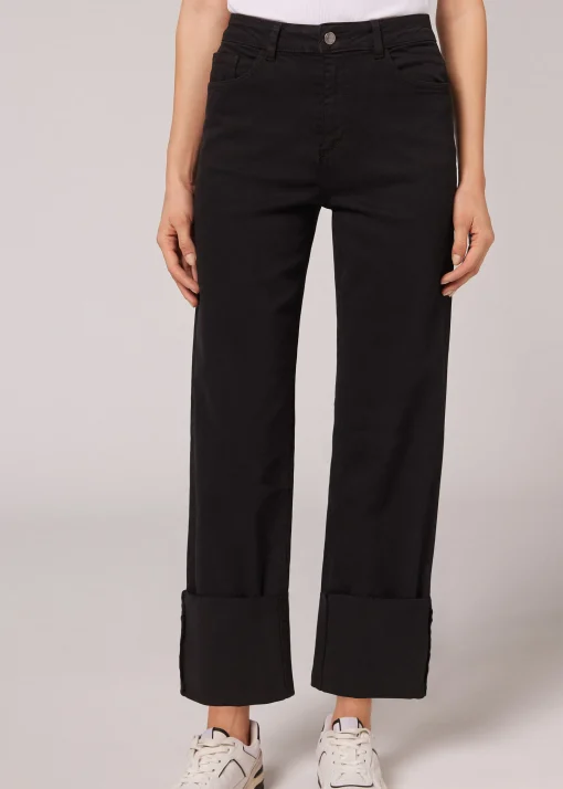 Pantalón Culotte Denim Vuelta Bajo