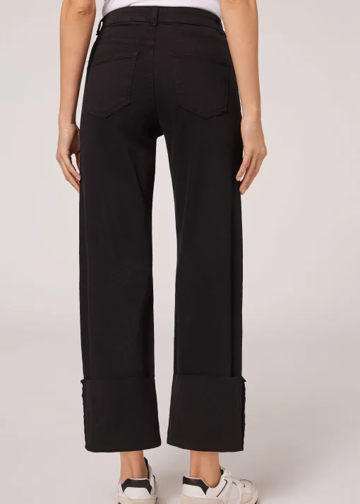 Pantalón Culotte Denim Vuelta Bajo