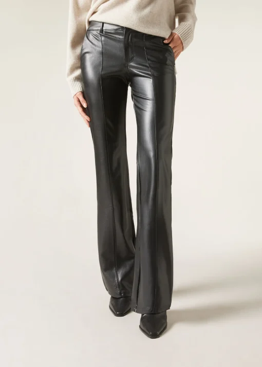Pantalón Flare Efecto Piel