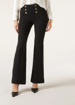 Pantalón Flare Sailor Efecto Shapping Con Detalle Botones