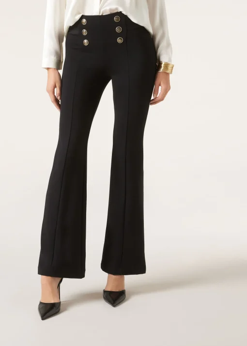 Pantalón Flare Sailor Efecto Shapping Con Detalle Botones