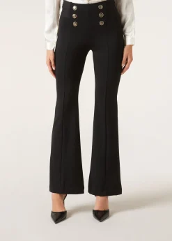 Pantalón Flare Sailor Efecto Shapping Con Detalle Botones