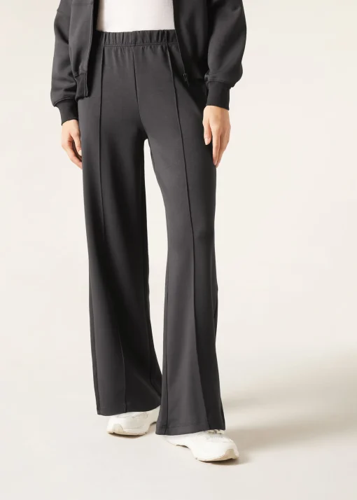 Pantalón Palazzo Deportivo Con Raya Vertical