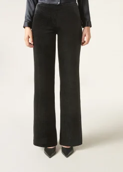 Pantalón Palazzo Terciopelo Con Strass