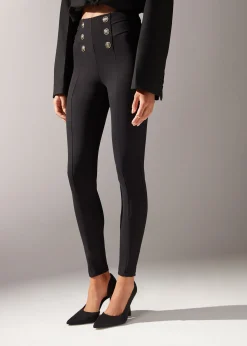 Pantalón Sailor Efecto Shapping Con Detalle Botones