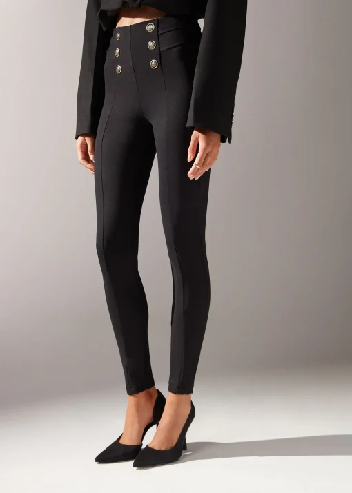 Pantalón Sailor Efecto Shapping Con Detalle Botones