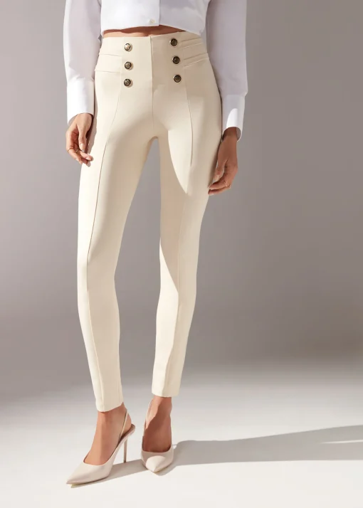Pantalón Sailor Efecto Shapping Con Detalle Botones