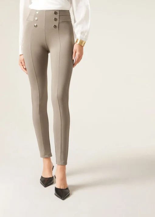 Pantalón Sailor Efecto Shapping Con Detalle Botones