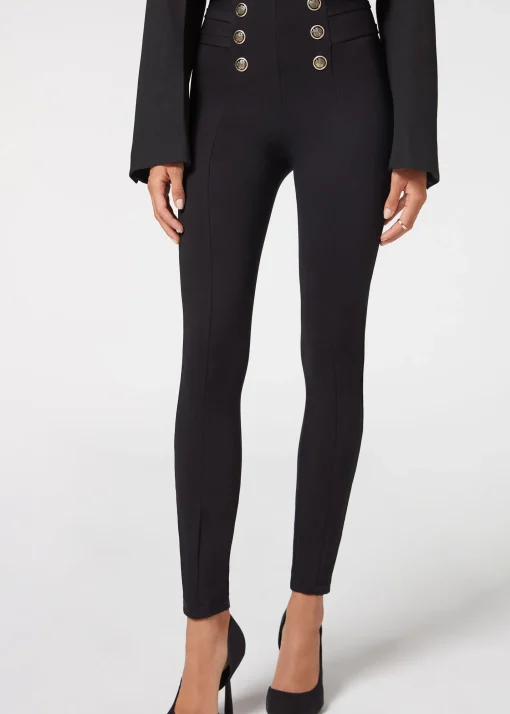 Pantalón Sailor Efecto Shapping Con Detalle Botones