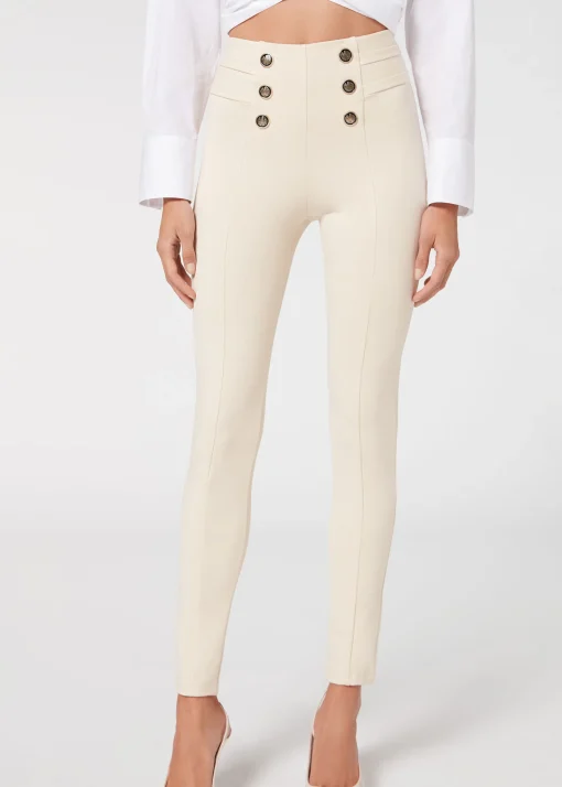 Pantalón Sailor Efecto Shapping Con Detalle Botones
