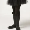 Panty Cashmere Efecto Calza Bicolor Con Lazo Y Glitter