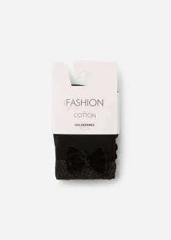 Panty Cashmere Efecto Calza Bicolor Con Lazo Y Glitter