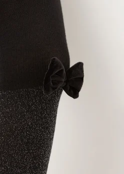 Panty Cashmere Efecto Calza Bicolor Con Lazo Y Glitter