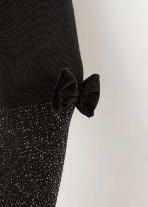 Panty Cashmere Efecto Calza Bicolor Con Lazo Y Glitter