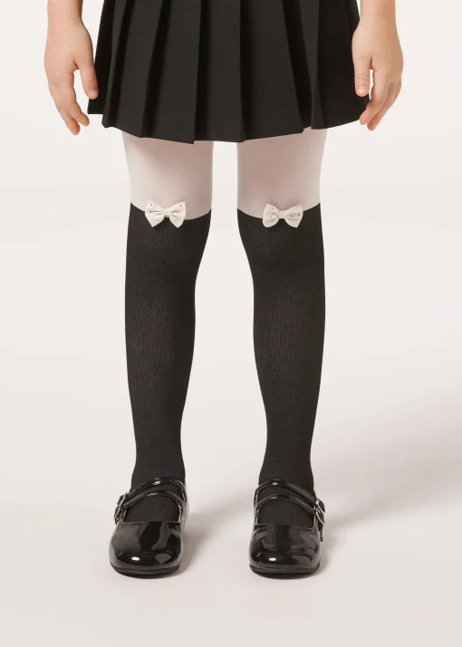 Panty Efecto Calza Bicolor Con Lazo
