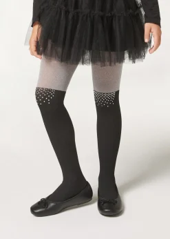 Panty Efecto Calza Bicolor Con Strass