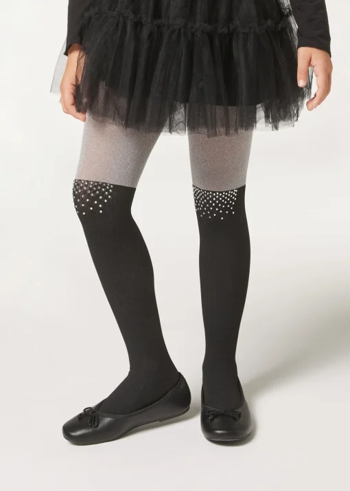 Panty Efecto Calza Bicolor Con Strass
