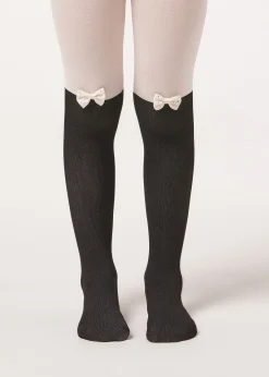 Panty Efecto Calza Bicolor Con Lazo
