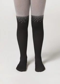 Panty Efecto Calza Bicolor Con Strass